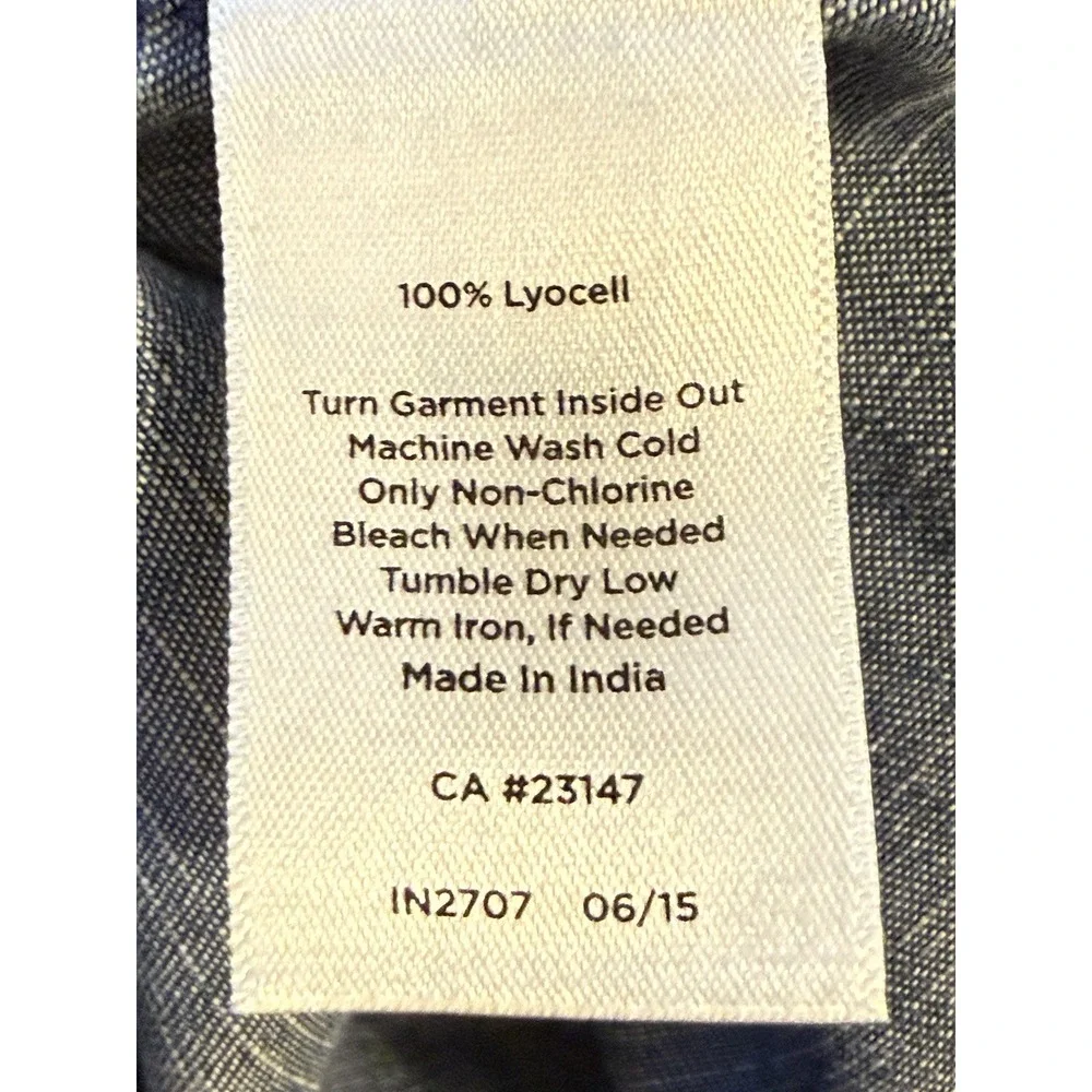 Talbots Soft Denim Button Up Shirt  Women's Roll Up Tab Classic Causal Sz Medium